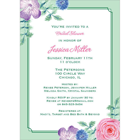 Seafoam Vintage Flower Invitations